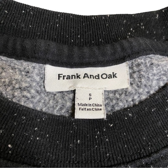 FRANK AND OAK Crewneck Sweatshirt Fleece Black Speckled Confetti Size Small - Picture 2 of 7